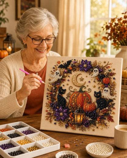 ✨ Halloween Pearl Art DIY Kit – Turn Tiny Pearls into Spooky-Cute Magic